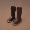 Botas Longas Femininas 2026 Outono/Inverno Novo Estilo Britânico Botas de Cavaleiro Infantis Botas Altas com Solado Grosso para Meninas