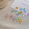 Strass Planos Octogonais Longos para Nail Art, Itens Populares, Strass Luxuosos Brilhantes em Formato de Bolha Doce, Acessórios de Unha Usáveis