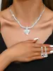Europeu e americano jóias coração strass colar brincos pulseira conjunto de três peças moda nupcial terno vestido acessórios