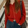 Suéter de Punto con Botones de un Solo Botón, Manga Larga, Nuevo Diseño Otoño e Invierno, Estilo Coreano para Mujer, Corte Delgado, Adelgazante, Cuello Redondo, Cárdigan
