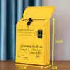 Buzón de Hierro Forjado Estilo Británico Montado en Pared con Cerradura, Caja de Amor