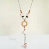 Serie de Animales Marinos Collar de Cerámica Colgante Largo de Vieira Estrella de Mar Caracola Colgante Pequeño Fresco Simple Cadena para Suéter