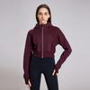 Otoño e Invierno Cuello Alto Cortavientos Cremallera Grueso Abrigo Ligero Cálido con Capucha Cárdigan Sudadera Casual Corto Ajustado Ropa de Yoga
