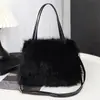 Moda Otoño e Invierno Bolso Cruzado de un Solo Hombro Bolso para Mujer de Piel Sintética de Zorro Fresco Versátil Color Sólido Felpa Pequeño Cuadrado Bolso Cruzado