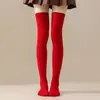 Europa y Estados Unidos calcetines largos hasta la rodilla para fiesta de cosplay de Navidad Halloween color sólido calcetines para las piernas de rol