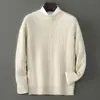 Suéter de Lana 100% Pura Grueso con Cuello Redondo para Hombre Moda Versátil Prendas de Punto Para Jóvenes y Adultos Suéter de Lana de Color Puro Suéter de Punto Trenzado