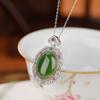 Yilu Silver S925 Sterling Silver Banhado a Ouro Hetian Jade Jasper Retro Ruyi Oco Egg Noodles Pingente Luz Luxo Zircon Pingente