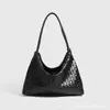 Bolsas Tejidas de Nicho Coreanas para Mujer Nuevo Patrón de Diamantes Bolso de Hombro Moda Versátil para Viajes Bolso de Hombro a Cuadros
