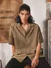 Camiseta de Manga Corta con Solapa Hueca de Gama Alta para Hombre, Nuevo Estilo de Verano, Cárdigan Holgado Casual Retro de Media Manga para Hombre, Moderno
