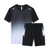 Roupa Masculina Verão Novo Tie-Dye Gradiente Manga Curta Esportivo Terno Seda Gelo Shorts Finos Conjunto de Duas Peças Corrida Fitness