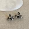 Pendientes de diseño de nicho con forma de planeta tridimensional con gotas de aceite, elegantes y únicos, a la moda, para mujer.