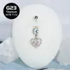 Piercing para ombligo con forma de corazón de aleación de titanio F136, adorno para ombligo de titanio-cobre G23 incrustado con circonita, joyería de anillo para ombligo de acero inoxidable al por mayor