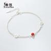 Pulsera de cobre y plata esterlina s925 con incrustaciones de estilo étnico rojo sureño. Exquisita pulsera de nicho para celebrantes de Internet para personalidades afortunadas para enviar a sus mejores amigos.