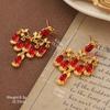 Pendientes Vintage Antiguos de Época Serie de Pintura al Óleo Van Gogh Flor de Aceite Goteante Borla de Perla Pendientes Joker Venta al por Mayor