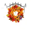Corona de hortensias artificiales estilo europeo y americano para decoración de puerta de otoño, Acción de Gracias, decoración del hogar, corona de vid para colgar en la pared para fiestas navideñas