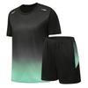 Nuevo traje de manga corta para hombre, traje antialgodón con bloques de color, pantalones cortos casuales para hombre, traje deportivo de moda juvenil con degradado