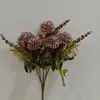 Color Otoño 5 Cabezas Diente de León Flor Artificial Tenis de Mesa Crisantemo Flor Falsa Decoración Ramo de Mano Bola de Espinas Diente de León Retro Paisajismo
