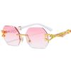 Nuevas Gafas de Sol Europeas y Americanas Sin Marco Decoración Leopardo Moda Trendy Patas con Veta de Madera Vintage Transfronterizas T22101