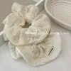 Tejido bordado de algodón y lino de alta calidad al estilo coreano, anillo para el cabello de intestino grueso, cuerda para el cabello de color crema con temperamento, exquisita y elegante cuerda para la cabeza, flor para la cabeza
