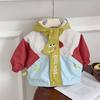 Nueva Chaqueta de Dinosaurio Pequeño para Primavera y Otoño 2025 para Niños, Sudadera con Capucha de Bloques de Color de Manga Larga Coreana de Primavera y Otoño, Top para Bebé