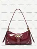 Bolso Biker Vintage para Mujer con Patrón de Ciervo en Cuero Envejecido con Decoración de Hebilla de Pin Remachado, Bolso Baguette de Hombro para Debajo del Brazo