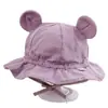 Chapéu de Sol Fofo com Orelhas para Bebê Proteção Solar Exportação 1-3 Anos Doce Princesa Chapéu de Sol da Moda Chapéu de Pescador Infantil Coreano