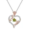 Colar com pingente de coração em prata de lei s925 europeu e americano, novo produto da moda, duas cores, doze pedras de nascimento, flor de rosa, simples