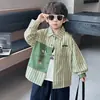 Camisa de manga larga para niño, nuevo modelo otoño 2026, chaqueta de camisa a rayas de otoño para niños, chaqueta superior para bebé niño, chaqueta para niños