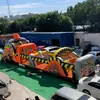 Circuito de Obstáculos Inflable para Exteriores, Tema Industrial Naranja y Negro, Obstáculos Inflables de Múltiples Niveles, Equipo de Juego Interactivo para Team Building