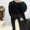 Vestido estilo perezoso con abertura lateral para mujer, 24 nuevos vestidos de otoño e invierno de cuello redondo holgados, suéter largo de punto por encima de la rodilla.