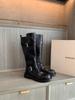 ¡Stock Listo, Envío Inmediato! Mismo Estilo que la Mamá Uva, Aumento de Altura de 4cm~ Dos Opciones de Altura, Correa de Doble Hebilla, Cierre Lateral, Botas de Montar con Suela Gruesa para Mujer