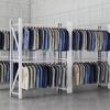 Estante para colgar ropa estante de almacén perchero estante de exhibición para tienda de ropa estante de tubo redondo multicapa barra para colgar ropa estante para ropa