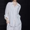 Camisa de Algodón y Lino de Manga Larga Blanca Moment para Mujer Verano 2025 Nuevo Estilo Elegante Estilo Relajado Estilo Hong Kong Súper Bonita Suelta