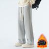 Pantalones de Pierna Ancha con Colgante de Color Sólido para Hombre Primavera y Otoño Sueltos Marca de Moda Rectos Casuales Combinables Pantalones Deportivos Invierno Pantalones con Forro Polar