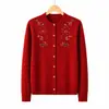 Cardigã de Tricô Estiloso para Mães de Meia-Idade e Idosas, Peça de Outono Feminina, Elegante Blusa de Vovó, Tricô