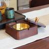 Cenicero de Madera Maciza Estilo Chino Nuevo con Tapa para Evitar Cenizas Volantes, Hogar Oficina, Sala de Estar de Alta Gama, Adornos Creativos, Cenicero de Madera