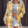 Ropa Europea y Americana 2023 Nuevo Aliexpress Estación Independiente Chaqueta Cardigan de Cuadros de Manga Larga con Solapas para Mujer Cuadros