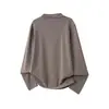 Camiseta térmica base artística, moderna y sencilla, con cuello semi alto, top básico elástico de imitación cachemir para otoño, camisa de manga larga de color liso
