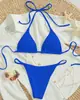2026 Verano Europeo y Americano Comercio Exterior Nuevo Producto Bikini de Halter Traje de Baño Multicolor Bikini Sexy de Atar Traje de Baño de Dos Piezas para Mujer