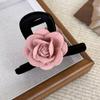 Delicado terciopelo negro rosa Camelia horquilla anillo para el cabello tocado temperamento moderno agarre pinza de tiburón otoño e invierno Nuevo