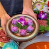 Vajilla estilo hot pot Shanhuansanshanshan, plato de tres crujientes de verduras, plato en forma de barco de hongo enoki con imitación de veta de madera