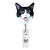 Insignia Retráctil Giratoria de Gato Emoji Acrílico Llavero de Doctor Enfermera Portapase de Identificación Extraíble