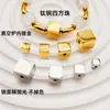 Contas Quadradas de Aço Titânio Polido Espelhado, Contas Espaçadoras Cubo de Açúcar, Contas Quadradas de Cristal de Aço Inoxidável, Acessórios para Joias DIY