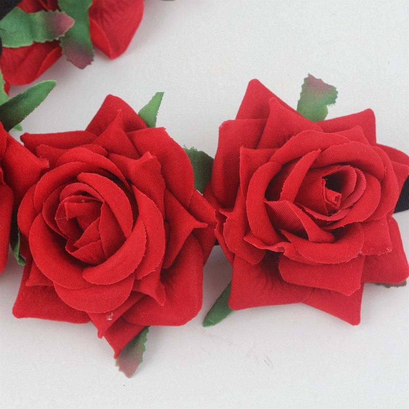 5朵卷边绒布黑色弹力发带12