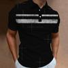 Camisa Polo Masculina Amazon 3D Gradiente Arco-Íris Listrada Moda Manga Curta Top Roupa Camiseta Respirável Camisa Polo