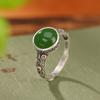 Yilu Silver S925 Sterling Silver Hetian Jasper Retro Old Xiangyun Ruyi Filigrana Anel Brincos Conjunto Elegante