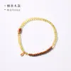 Pulsera de Cuentas de Oración de Doble Círculo de Cristal Amarillo Artístico Estilo Chino con Sándalo Pulsera de Cuentas de Oración de Madera Koi Cloisonné