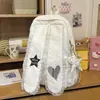 Mochila com Bolinhas Frescas e Fofas, Orelhas de Coelho em Formato de Coração, Novo Modelo Verão 2026, Adorável Mochila Escolar Estilo Loli para Alunos do Ensino Fundamental e Médio