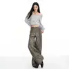 Jeans de Leopardo Lavados Retro con Efecto Desgastado para Otoño e Invierno, Pantalones de Pierna Ancha Sueltos Adelgazantes para Mujer, Pantalones Rectos Largos Casuales