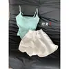 Conjunto de Pijama de Verano para Mujer a Rayas Azules 2025 Nuevo con Sujetador Incorporado, Camiseta sin Mangas Puro Deseo y Conjunto de Ropa de Casa con Shorts